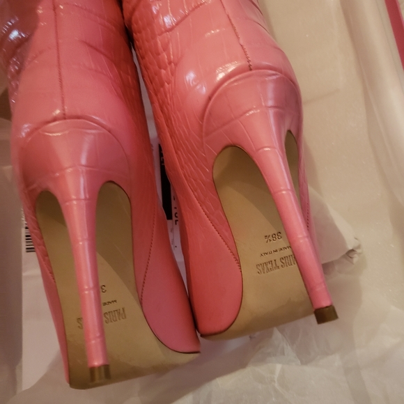 Paris Texas Croc Embossed Leather Boot in Flamingo Size 38.5 - Picture 8 of 16